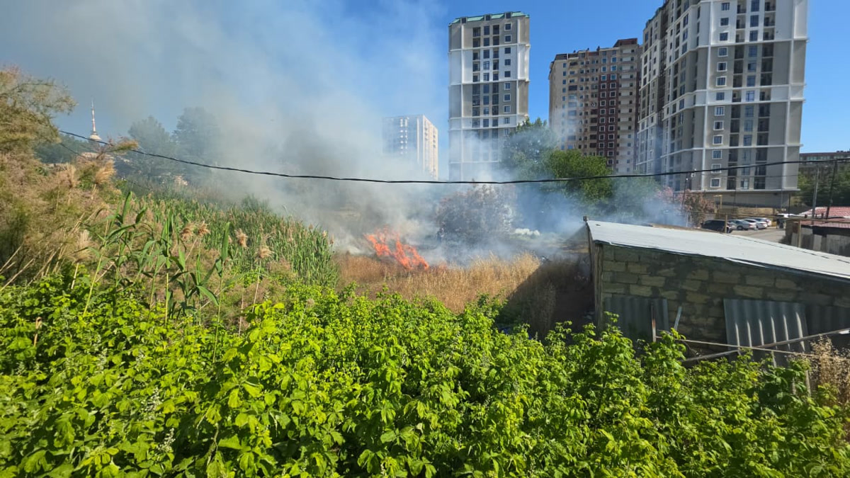 В Хатаинском районе Баку произошел сильный пожар у проспекта Бабека